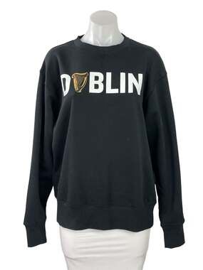 Guinness Womens Black Dublin Crew Neck Graphic Long Sleeve Sweatshirt Top Size S